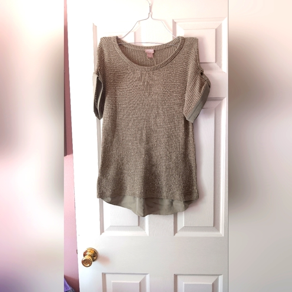 Chico' NWT Light Olive Green Knit Top Zenergy